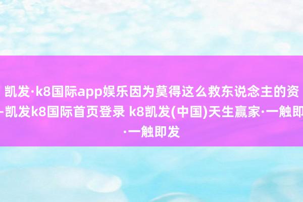 凯发·k8国际app娱乐因为莫得这么救东说念主的资格-凯发k8国际首页登录 k8凯发(中国)天生赢家·一触即发