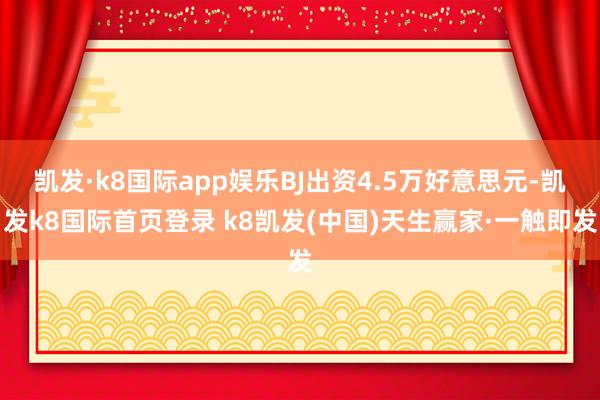 凯发·k8国际app娱乐BJ出资4.5万好意思元-凯发k8国际首页登录 k8凯发(中国)天生赢家·一触即发
